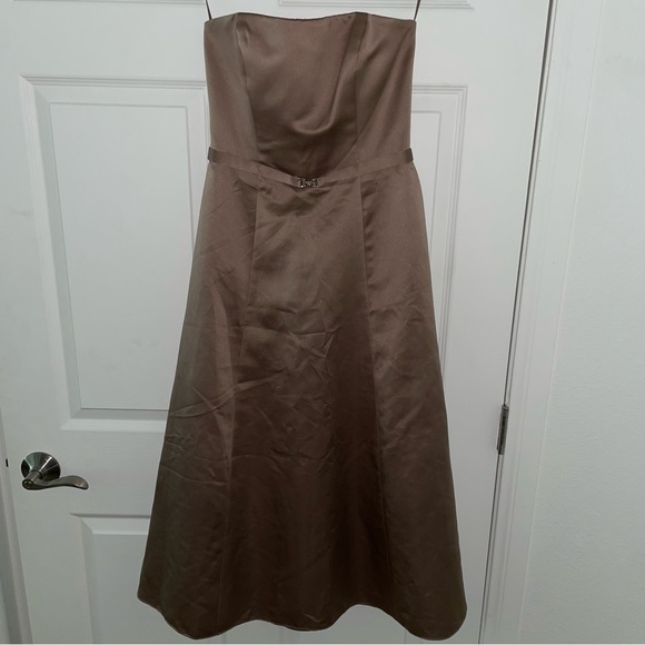 Michaelangelo Satin Taupe Dress - Picture 12 of 15